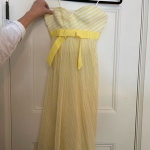 White and yellow stripe dress with ribbon